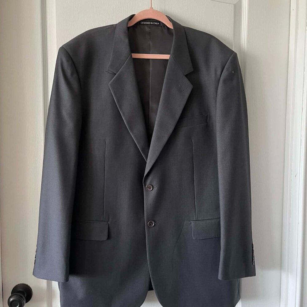 Armanno Uomo Men's Sports Coat Jacket Blazer Two Button Italy Design sz 44L Gray